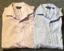 2 Tommy Hilfiger Shirt Mens 17 36/37 Big Fit Stretch THFlex Supima Blue Purple