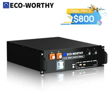 ECO-WORTHY 5120Wh 48V 100AH Server Rack LiFePO4 Lithium Battery UL1973 Certified