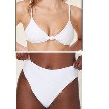 Andie bikini Set Santorini Top 90s High Waisted Bottom White size S NWT