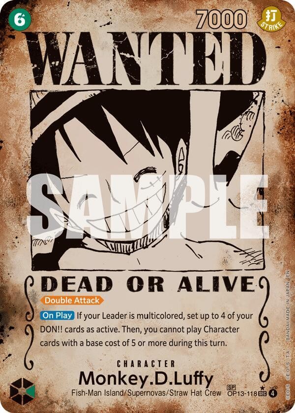 Monkey.D.Luffy (118) (Wanted Poster) OP13-118 English SEC Carrying On His Will