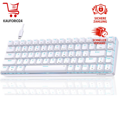 Gaming Tastatur 60% Ultra-Compact 68 Tasten Anti-Ghosting Typ-C für PC Windows