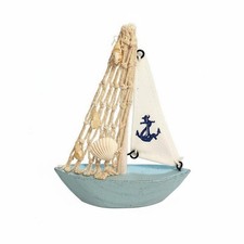 Wooden Sailboat Model Freestanding Standing Mediterranean Design Boat Decor