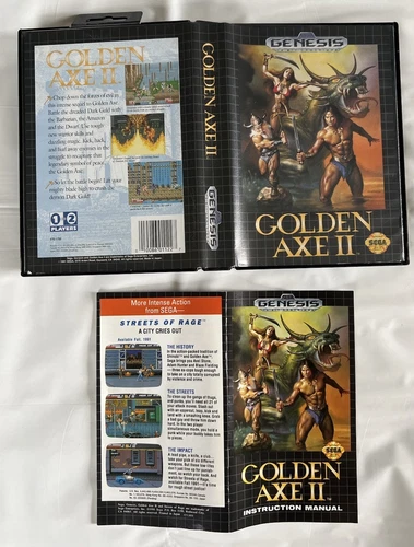 Golden Axe II Sega Genesis, 1991 Case/Box & Manual Only No Game Mint Condition