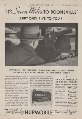 1931 Booneville Hupmobile Car Automotive Odometer Taxi Meter 1930s Print Ad 8x12