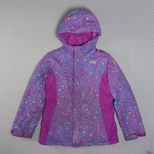 The North Face Hyvent Winter Jacket Girls Medium 10-12 Purple Geometric Hooded