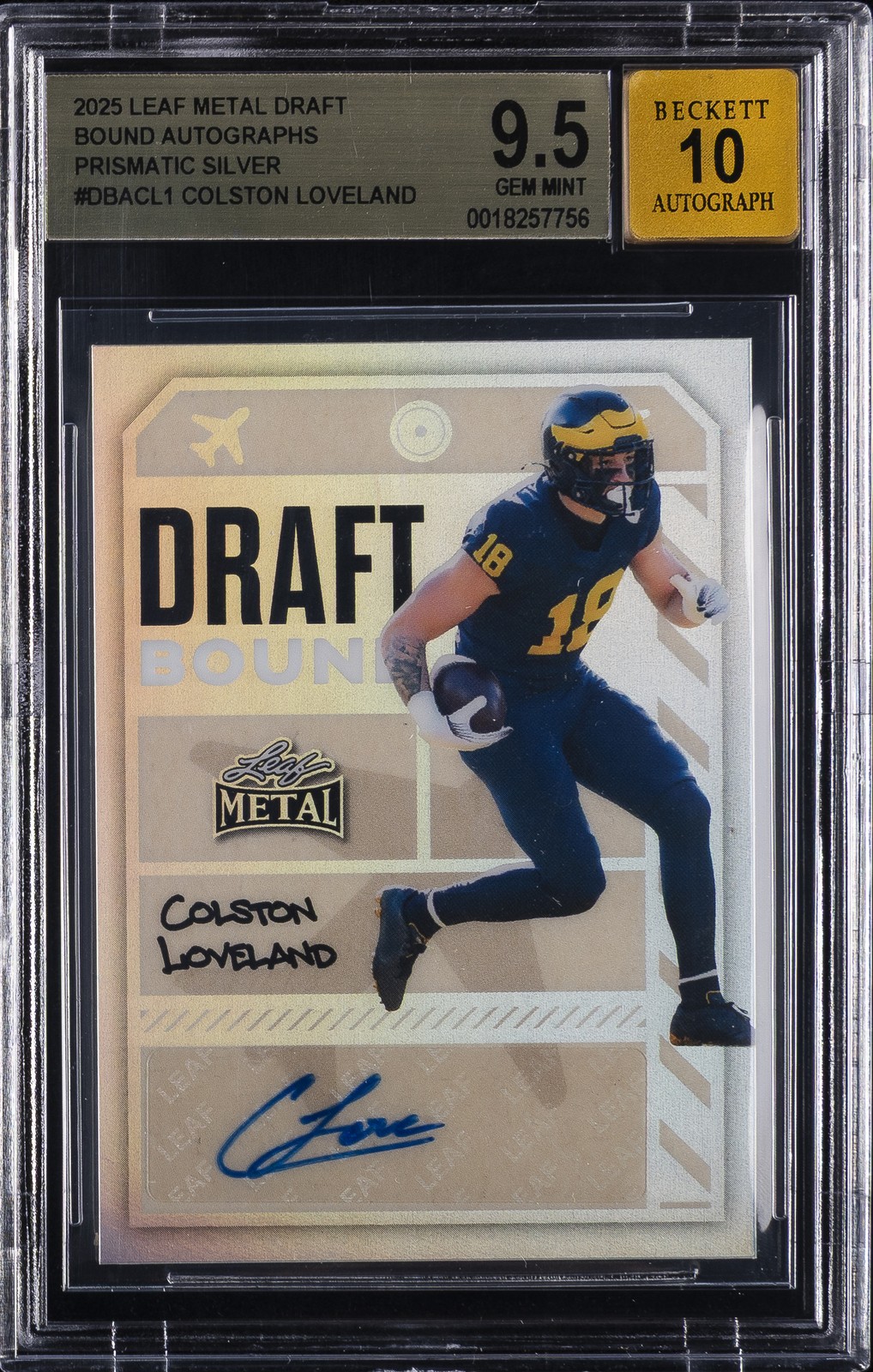 2025 Leaf Metal Draft Bound Autos,  Prismatic Silver Colston Loveland Beckett 9.5