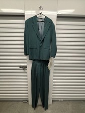 Vintage FUGI 100 Silk Two Piece Suit Teal Green Size M 30 Deadstock NWT 1990s