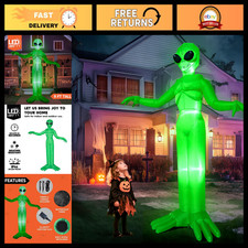 9 FT Halloween Inflatable Alien Decoration - LED Blow Up Outdoor Yard Decor