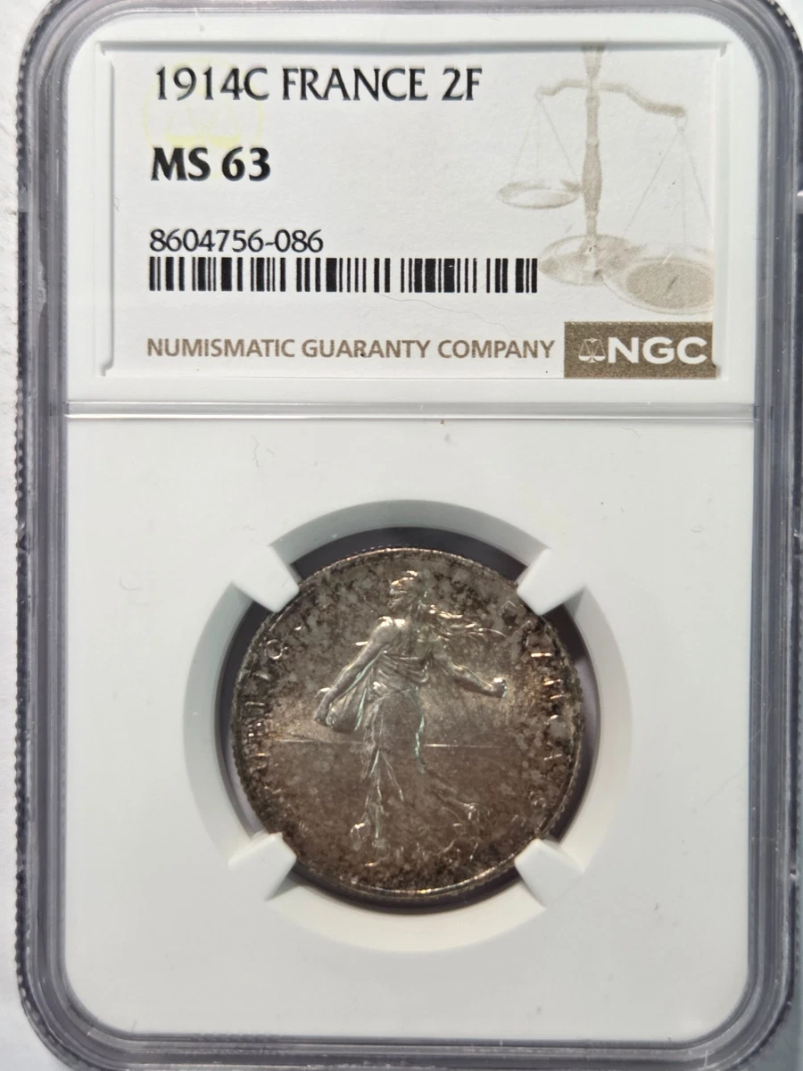 1914年 フランス 2セント硬貨 2 Francs 1914 C