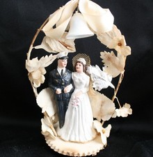 Vintage WEDDING CAKE TOPPER Chalkware Military ACA 1950