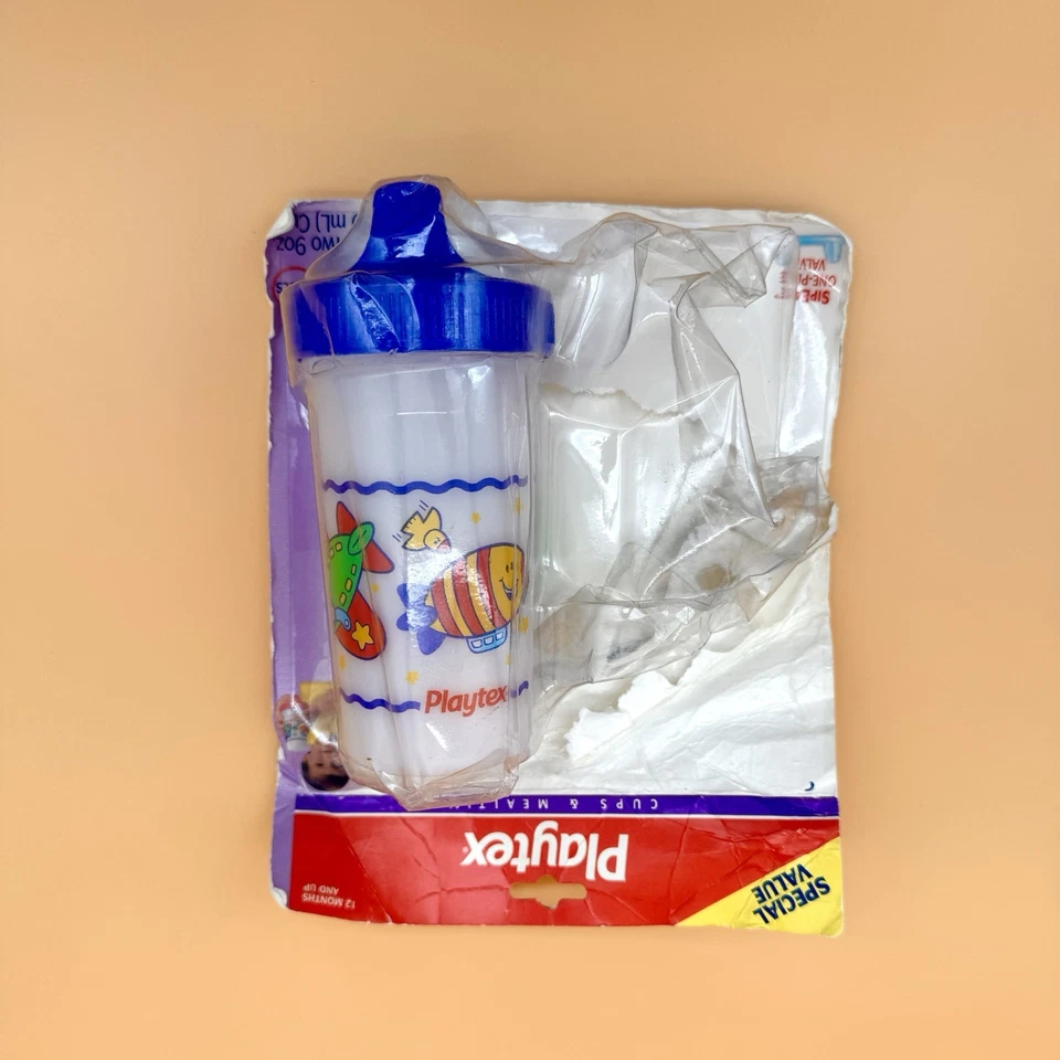 Taza para sorber a prueba de derrames Playtex 1999 diseño de cohete de pescado 10 oz EE. UU. Foto 2 de 4