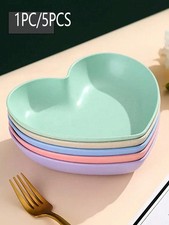 5Pack Heart Plastic Snack Plate Reusable Stacking Candy Fruit Party Picnic Tea