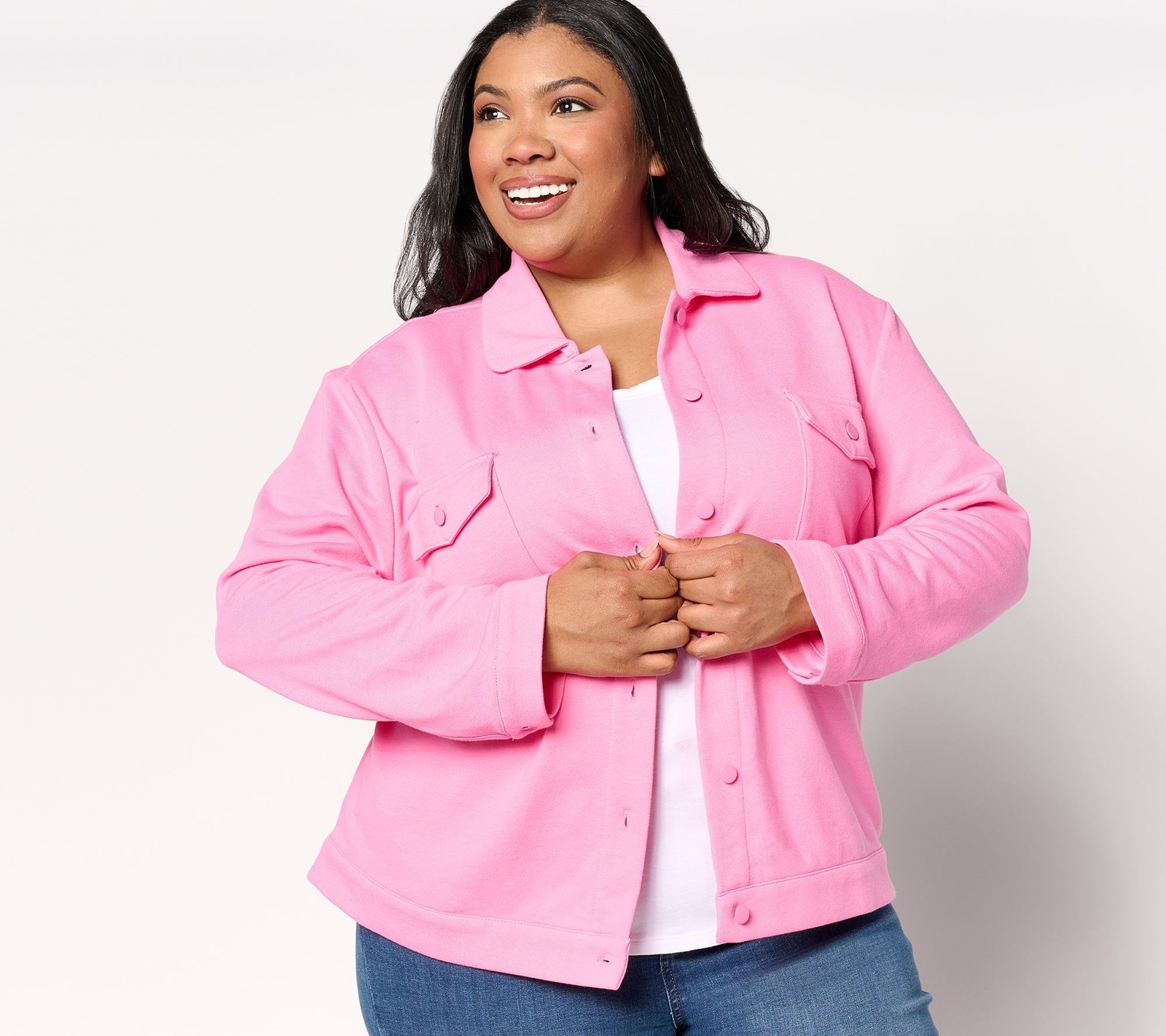 Muk Luks Women's Jacket Sz M French Terry Cargo Utility Topper Pink A632303