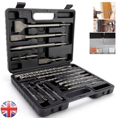 17pcs SDS-Plus Tungsten Carbide Rotary Hammer Drill and Chisel Metric Bit Set