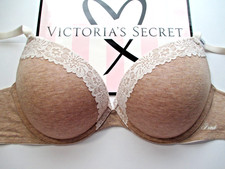 VICTORIA'S SECRET PINK Super Push-Up Bra Heather Lace Trim NWT 36B 38C 38D 40C