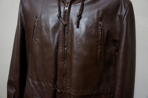 UNGETRAGEN Vintage 70er Lance Leder 6 Taschen Vintage Retro Kapuze Long Jacke Mantel o4 - Bild 13 von 18