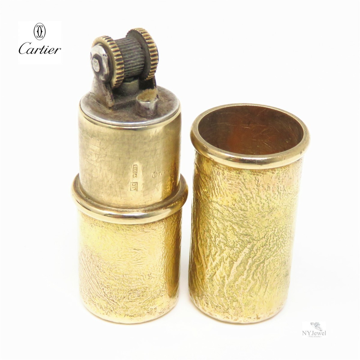 lipstick cigarette lighter NYJEWEL Cartier London 9k Gold Lipstick Cigarette Lighter