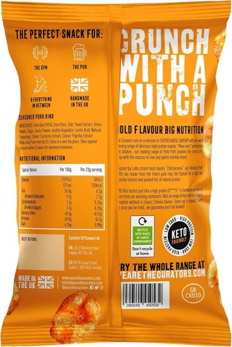 THE CURATORS High Protein Pork Puffs, Käse, 23g (20 Packungen) 16g Protein Crisp - Bild 5 von 5