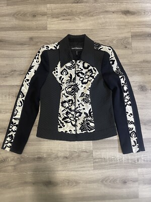 ROCCOBAROCCO LUXURY EMBROIDERED MONOGRAM FLOWERS ZIP JACKET SIZE M USA 10