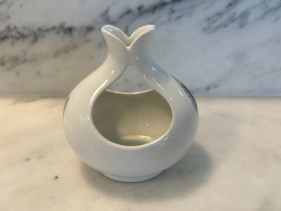 Vintage Hallcraft Eva Zeisel White Floral Candle Stick Holder