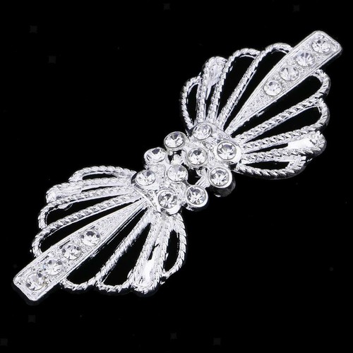 Prettyia 2 x Crystal Wedding Closure Hook & Eye Clasp Sewing Supplies Silver - Picture 4 of 12