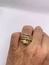 1 CT Pear Simulated Green Emerald Bypass Snake Ring 14k Yellow Gold Plated