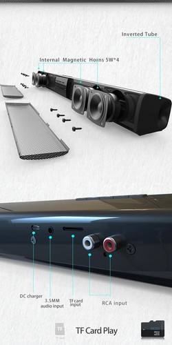 Kabelloser und kabelgebundener TV Lautsprecher Soundbar Stereo Heimkino Soundbar - Bild 8 von 16