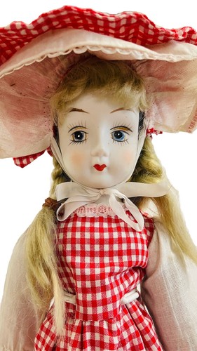 "Muñeca niña porcelana vintage con coletas trenzadas excelente estado 16"" con soporte" - Imagen 6 de 6