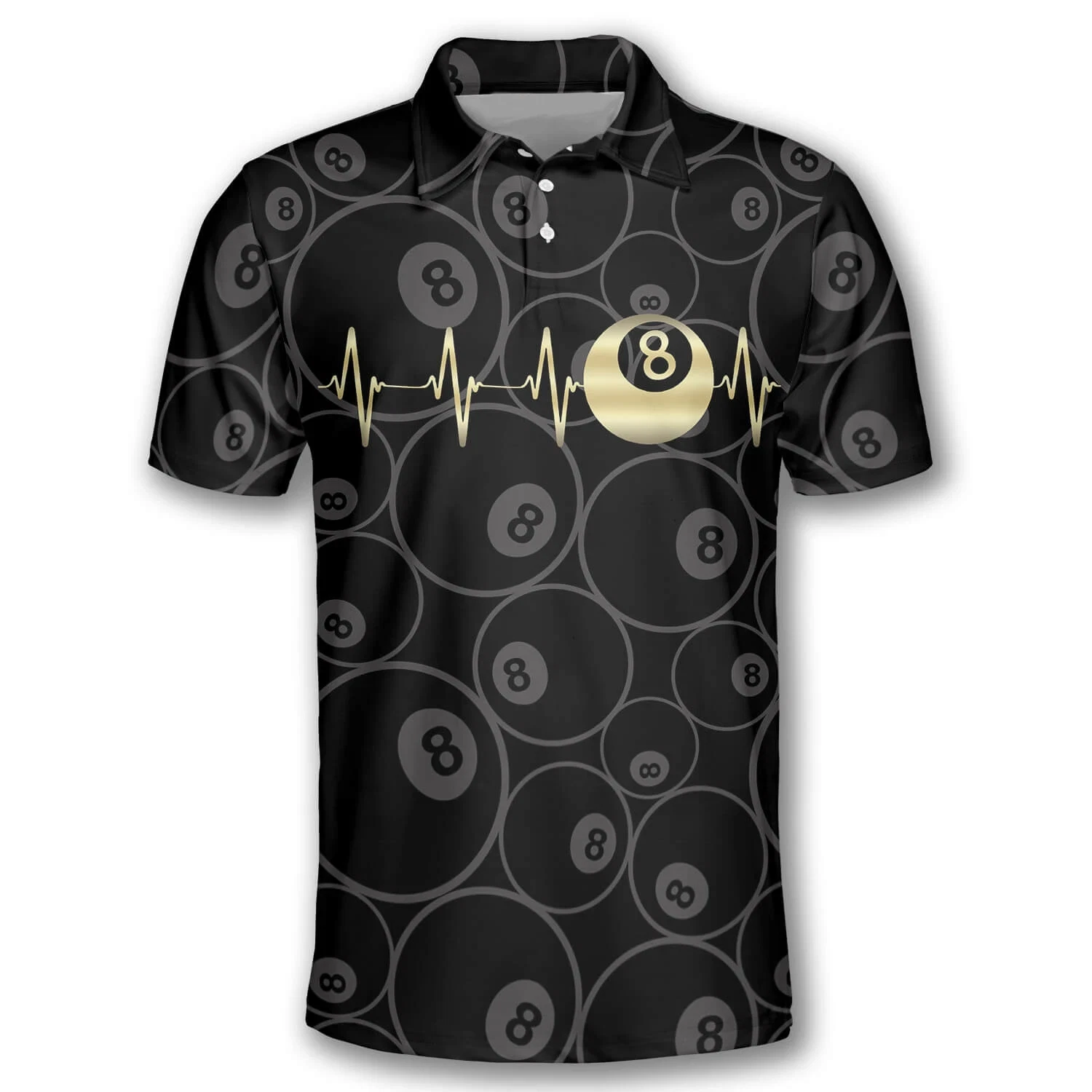 Customizable 8 Ball and Bowling Graphic Polo Shirts - Personalized Sportswear