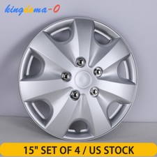 Fit R15 Tire Steel Rim 15in Set Of 4 Silver Wheel Covers Snap On Trim Hub Caps