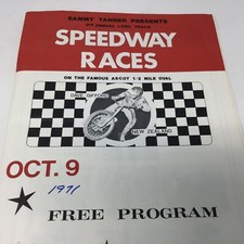 SPEEDWAY RACES 3rd Annual Long Track Ascot 1/2 Mile oval Oct 9, 1971