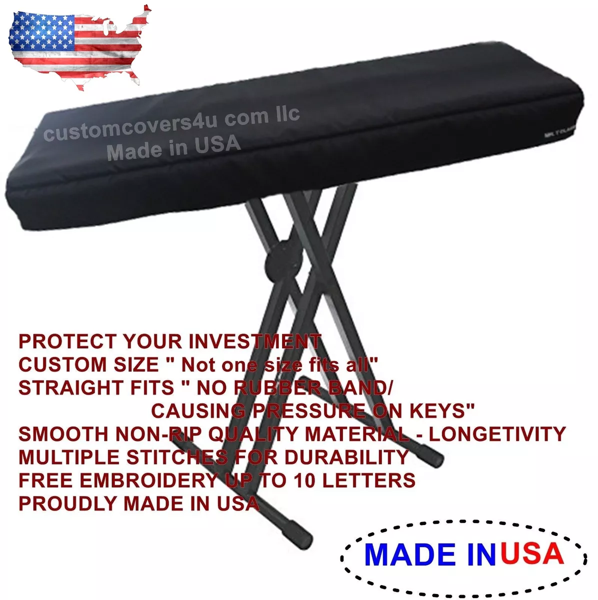 Yamaha MX49 keyboard CUSTOM FIT DUST COVER + EMBROIDERY ! MADE IN USA