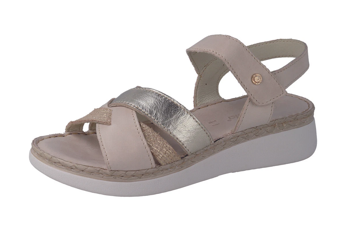 SANDALI DONNA IN VERA PELLE BEIGE RIPOSELLA W00003 LAURA PLANTARE