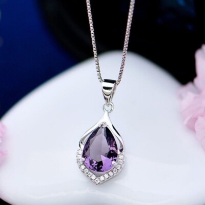SILVER925 PURPLE STONE TOP NECKLACE シルバー s-l400.jpg