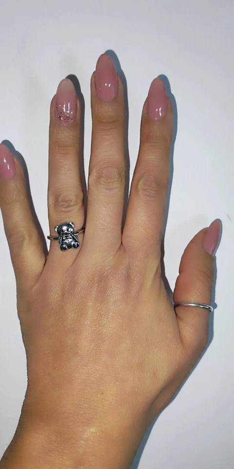 Anello  Con Orsetto . Anello Per Ragazza  Argento Acciaio Inox. Anello Teddy - Immagine 2 di 4