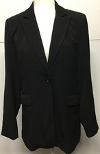 Women's Dialogue Black Poly Blazer Jacket Size 6 Classic Polyester Coat