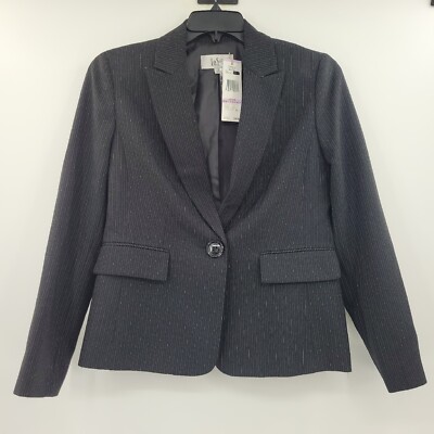 Le Suit Women's Polyester Single Button Blazer Black Size 6