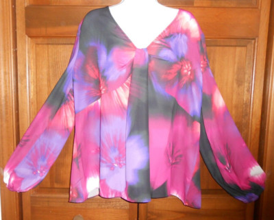 NWT BOLD ELEMENTS MULTI COLORED Bohemian Style Blouse PLUS Size XXL Long Sleeve