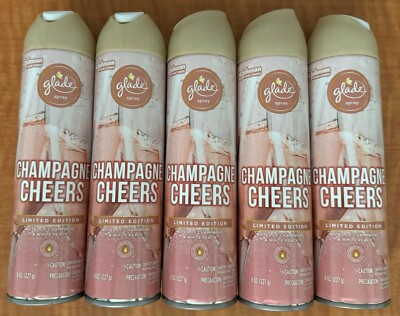 5Pack Glade Champagne Cheers Air Freshener Limited Edition 8oz Spray White Peach