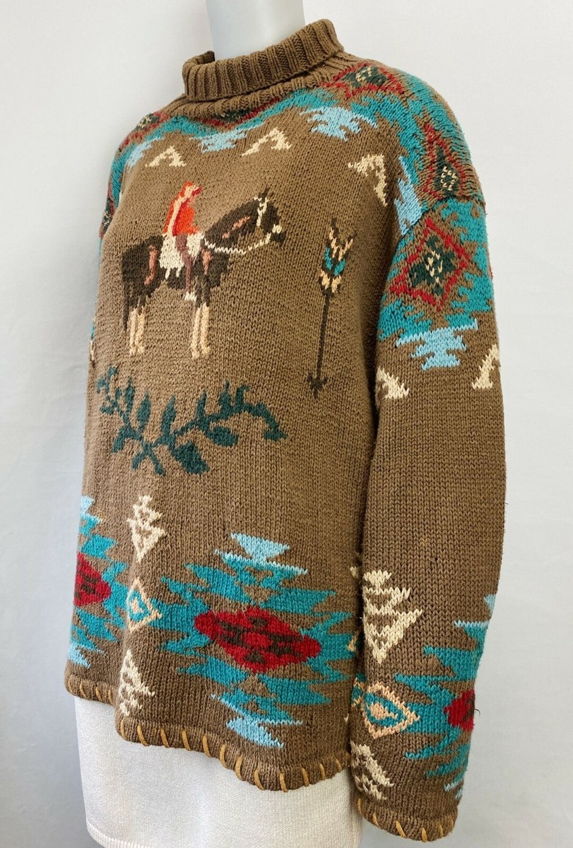 ●Ralph Lauren Country/80s hanb knit Vintage RALPH LAUREN Country Southwest Knit Sweater Small Unisex