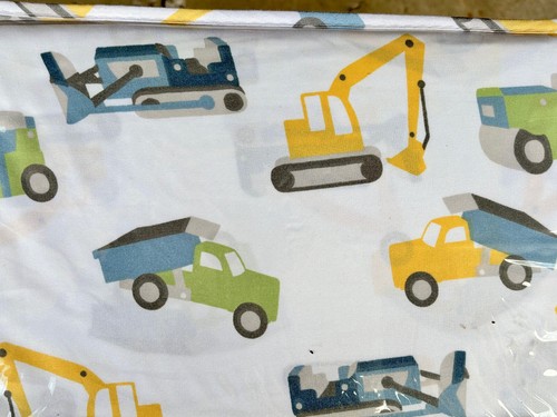 RED TRUCK Kids Construction Trucks TWIN Sheet Set | digger, crane, bulldozer - Picture 2 of 2