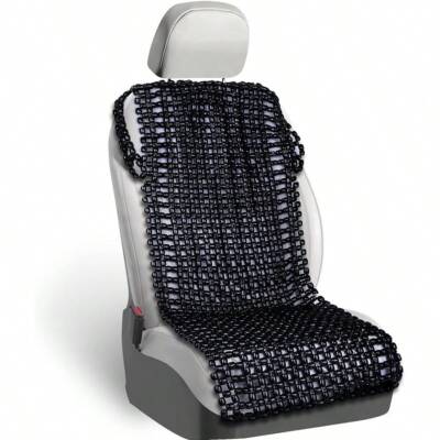 ZONETECH Zone Tech Black Wooden Beaded Comfort Seat Cover - Premium Quality Full