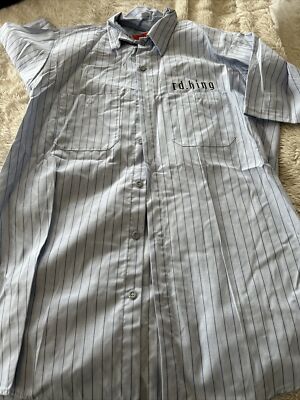 Men s Button Up Striped Shirt Red Kap R.D.King Motorcycle M #11