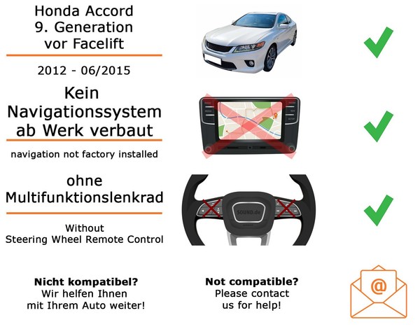 Autoradio Kenwood DMX6523DABS FüR Honda Accord 9 Carplay Wireless Android Auto W-image