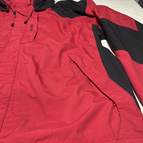 Marmot Mesh Lined Red Ski Jacket Multi Pocket Men’s XL Removable Hood  - Picture 3 of 19