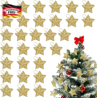 Dazzjoy 30 StüCk Glitzer Sterne Zum AufhäNgen Gold, Sterne Weihnachtsbaum Deko,