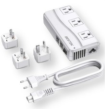 BESTEK Travel Power Voltage Converter Adapter 4 USB / 3 AC Outlets 200W Plug Kit