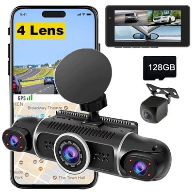 4 Cameras 1080P Dash Cam 4 Lens 3 Inch IPS Screen Car Black Box WiFi APP Cont...