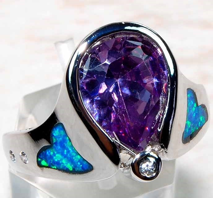 2CT Amethyst 925 Solid Sterling Silver Ring Sz 8 PC5-3