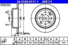 2x ATE Bremsscheibe 24.0109-0111.1 für HONDA EJ CIVIC JAZZ EK EG EH CRX EM1 2 6